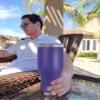 LaserGram 14oz Vacuum Insulated Pilsner Mug, African Elephant, Personalized Engraving Included (Dark Purple) view 3