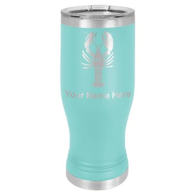 LaserGram 14oz Vacuum Insulated Pilsner Mug, Lobster, Personalized Engraving Included (Teal)