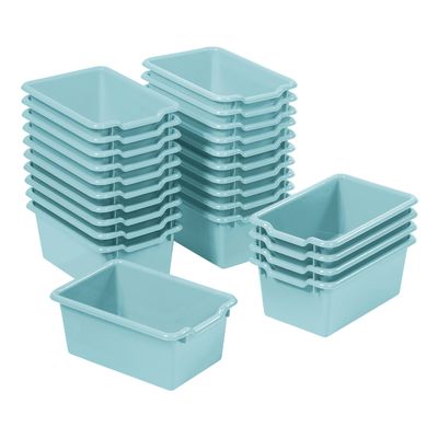 ECR4Kids Scoop Front Storage Bins, Multipurpose Organization, Seafoam, 25-Piece