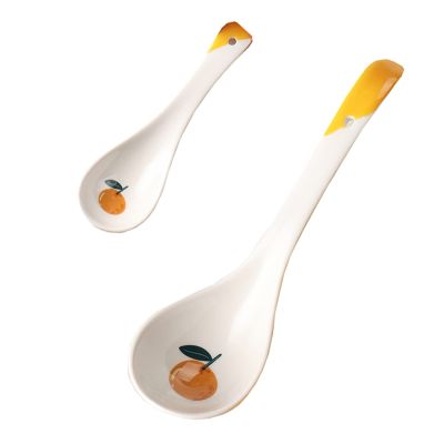 Bulk Spoons Set Large Spoon Ceramic 2 Pcs White Porcelain Spoons Used For Ramen Dumplings Cereals Dishwasher Cleaning Large And Small Spoon Spoons for Eating