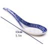 Bulk Spoons Set 5Pcs White Porcelain Spoons Blue Patterned Asian Ceramics Soup SpoonHot Rice Scoop Spoon Kitchen Tableware Stir Spoon 5.1in Spoons for Eating view 2