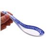 Bulk Spoons Set 5Pcs White Porcelain Spoons Blue Patterned Asian Ceramics Soup SpoonHot Rice Scoop Spoon Kitchen Tableware Stir Spoon 5.1in Spoons for Eating view 4