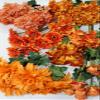 Sweet Home Deco Silk Flowers in Orange, Artificial Hydrangeas Roses Daisies Bouquet, Autumn Flowers, Wedding Party in Orange (Orange-Hydrangea Bouquet) view 3