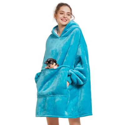 Aemilas Wearable Blanket Hoodie - Sherpa Blankets Sweatshirt as Birthday Gifts for Women Men,Cozy Warm Hooded Blanket With Giant Pocket(Blue)