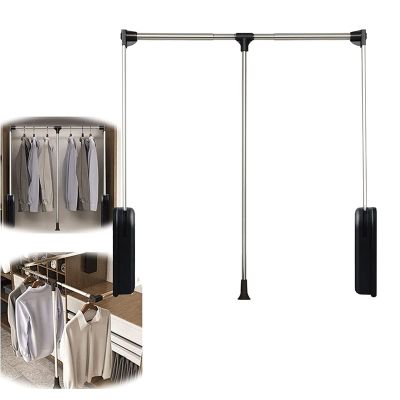 51 to 121 Cm Adjustable Side Mounted Pull Down Closet Rod, Heavy Duty Retractable Closet Pull Down Rods Hanger for Hanging Clothes Wardrobe Lift Rail Organizer Storage System (Size : 510-660mm)