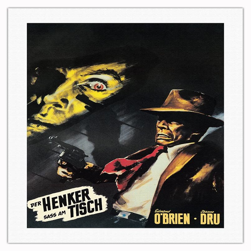711 Ocean Drive (Der Henker sass am Tisch) - Starring Edmond OBrian - Vintage German Film Movie Poster by Will Williams c.1950 - Fine Art Rolled Canvas Print 20in x 26in