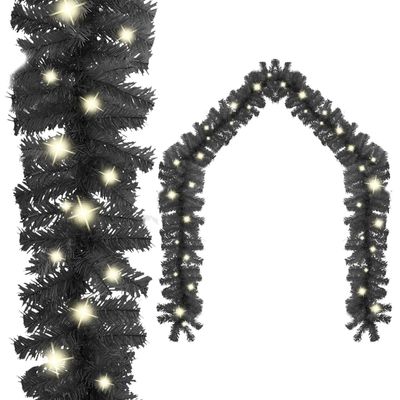 Christmas Garland,Christmas Yard Decoration,Outdoor Indoor Christmas Decoration,Party Decoration,for Stairs,Artificial Tree,with LED Lights 787.4" Black