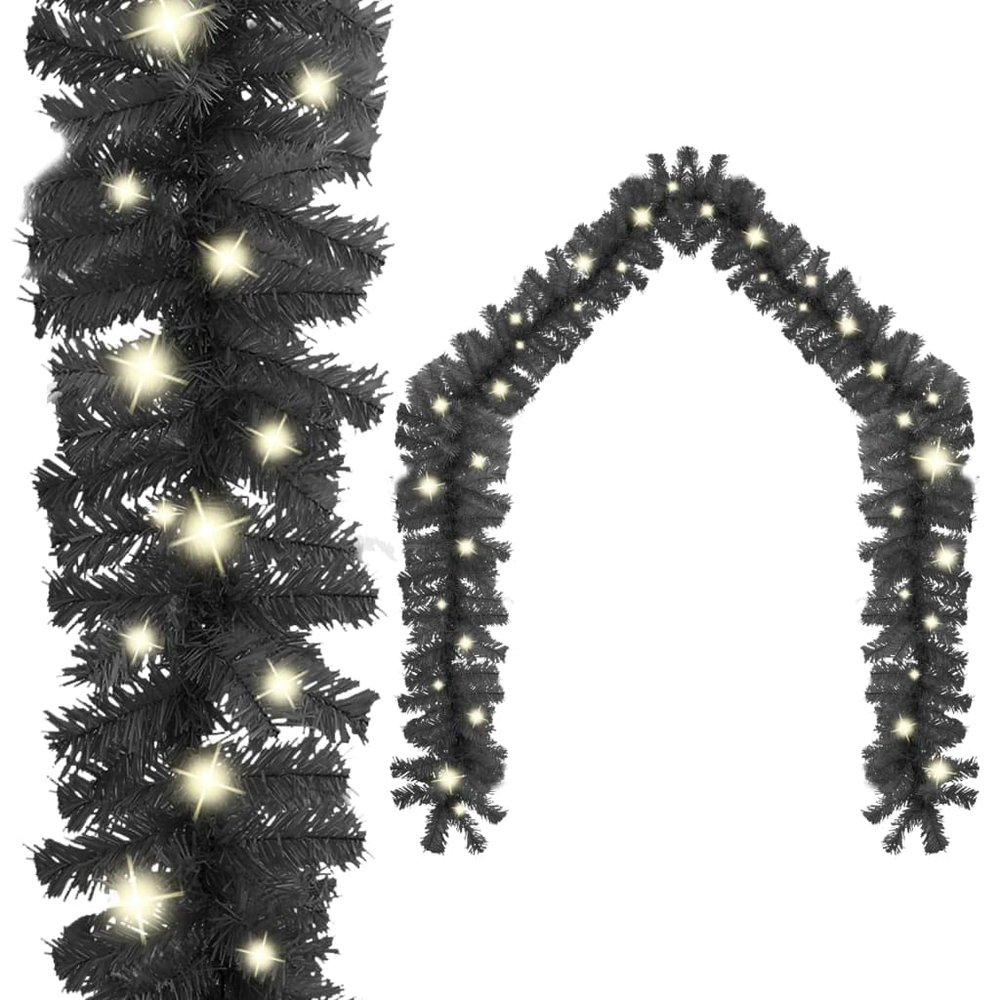 Christmas Garland,Christmas Yard Decoration,Outdoor Indoor Christmas Decoration,Party Decoration,for Stairs,Artificial Tree,with LED Lights 787.4" Black
