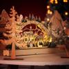 Qabinvoe Christmas Wooden Decorations LED Lighting Christmas Village Shopping Mall Window Decoration Creative 38 * 5 * 21.5Cm,M view 2