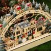 Qabinvoe Christmas Wooden Decorations LED Lighting Christmas Village Shopping Mall Window Decoration Creative 38 * 5 * 21.5Cm,M view 4
