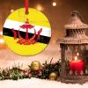 Brunei Round Ceramic Christmas Ornaments Brunei Flag Ornament for Christmas Tree Decor National Flag Country Souvenir City Gift Christmas Decorations Housewarming view 3