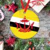Brunei Round Ceramic Christmas Ornaments Brunei Flag Ornament for Christmas Tree Decor National Flag Country Souvenir City Gift Christmas Decorations Housewarming view 4