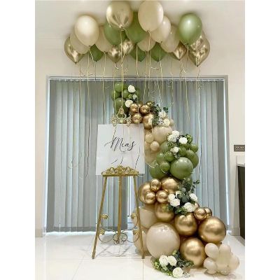 156pcs Sage Green White Sand Gold Balloon Garland Arch Kit, Mixed Size 5''/12''/18''Retro Olive Green Latex Balloons For Rustic Boho Wedding Engagement Baby/Bridal Shower Birthday Party Decorations