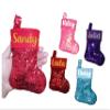 Custom Mini Christmas Stockings Cheetah Sparkle Monogram Custom Sequin Cute Glitter Bling Personalized Name Tree Ornaments Decorative Office Work Baby Cheetah Zebra (Hot Pink) view 1