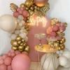 156pcs Dusty Pink Retro Blush Gold Sand White Balloon Garland Kit Arch, 5''/12''/18'' Different Sizes Retro Rose Latex Balloons For Wedding Engagement Baby&Bridal Shower Birthday Party Decoration view 1