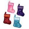 Custom Mini Christmas Stockings Cheetah Sparkle Monogram Custom Sequin Cute Glitter Bling Personalized Name Tree Ornaments Decorative Office Work Baby Cheetah Zebra (Silver) view 2
