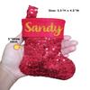 Custom Mini Christmas Stockings Cheetah Sparkle Monogram Custom Sequin Cute Glitter Bling Personalized Name Tree Ornaments Decorative Office Work Baby Cheetah Zebra (Silver) view 3