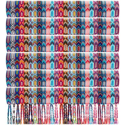 Henoyso 48 Pcs Woven Friendship Bracelets Bulk Adjustable Braided String Nepal Bracelets String with Sliding Knot Closure Gift for Women Girls Birthday Party Camp Favor (Bright Style)