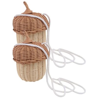 COHEALI 2pcs Pine Cone Satchel Small Handbag Wallet Rattan Handheld Bag Mini Handbag Handwoven Tote Bag Child Purse Shoulder Purse Storage Bags Bohemian Men and Women Indonesian Rattan