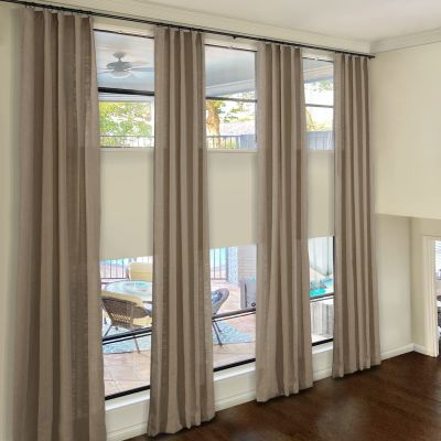 ChadMade 102 Inches Long Linen Curtains, 2 Panels 52Wx102L Rust Brown, Rod Pocket Back Tab Hook Belt Flat Hooks Privacy Lined Draperies for Traverse Rod, Tallis Collection