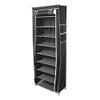 9 Tier Space Saving Portable Shoe Rack Storage Organizer, 10 Tiers 9 Lattices Non-Woven Waterproof Fabric Cover (Black, 10 Tiers 9 Lattices) view 3