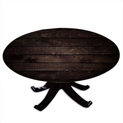 VBTGVE Wood Plank Round Fitted Tablecloth, Wood Plank Texture Print, Elastic Edge, Waterproof and wipeable, for Dining Tables, Buffet Parties and Camping, Fit for 56" Table