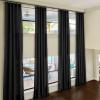 ChadMade 102 Inches Long Linen Curtains, 2 Panels 52Wx102L Midnight Blue, Rod Pocket Back Tab Hook Belt Flat Hooks Privacy Lined Draperies for Ceiling Track Bay Window, Tallis Collection view 1