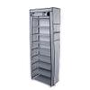 9 Tier Shoe Rack, Space Saving Portable Shoe Rack Storage Organizer, 10 Tiers 9 Lattices Non-Woven Waterproof Fabric Cover Shoe Rack (Grey, 10 Tiers 9 Lattices) view 1