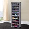 9 Tier Shoe Rack, Space Saving Portable Shoe Rack Storage Organizer, 10 Tiers 9 Lattices Non-Woven Waterproof Fabric Cover Shoe Rack (Grey, 10 Tiers 9 Lattices) view 2