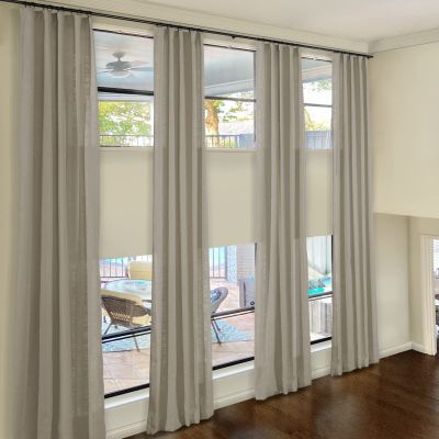 ChadMade 102" Long Linen Curtains, 2 Panels 52Wx102L Burlywood, Rod Pocket Back Tab Hook Belt Flat Hooks Privacy Lined Draperies for Patio Door Sliding Door, Tallis Collection