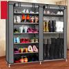 9 Tier Shoe Rack, Space Saving Portable Shoe Rack Storage Organizer, 10 Tiers 9 Lattices Non-Woven Waterproof Fabric Cover Shoe Rack (Grey, Double Rows 9 Lattices) view 4