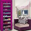 9 Tier Shoe Rack, Space Saving Portable Storage Organizer, 10 Tiers 9 Lattices Non-Woven Waterproof Fabric Cover Shoe Rack (Rose Red, 10 Tiers 9 Lattices) view 2