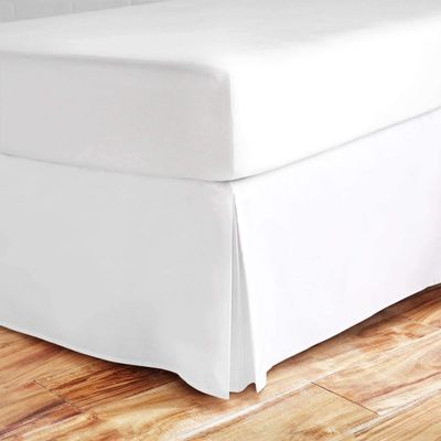 Box Pleated Bed Skirt with 16" Drop-100% Pure Cotton 600 Thread Count Premium Finish Box Pleated Bed Skirt, Luxury, Hotel Quality, Split Corner Bed Skirt 16" Drop Length- White,Twin XL(39"X 80")