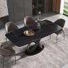 Modern Dining Table, Black Sintered Stone Tabletop Dining Table with Black X-Shaped Solid Carbon Steel Base, 70.8" Rectangular Dining Table for 6-8 view 1