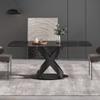Modern Dining Table, Black Sintered Stone Tabletop Dining Table with Black X-Shaped Solid Carbon Steel Base, 70.8" Rectangular Dining Table for 6-8 view 3