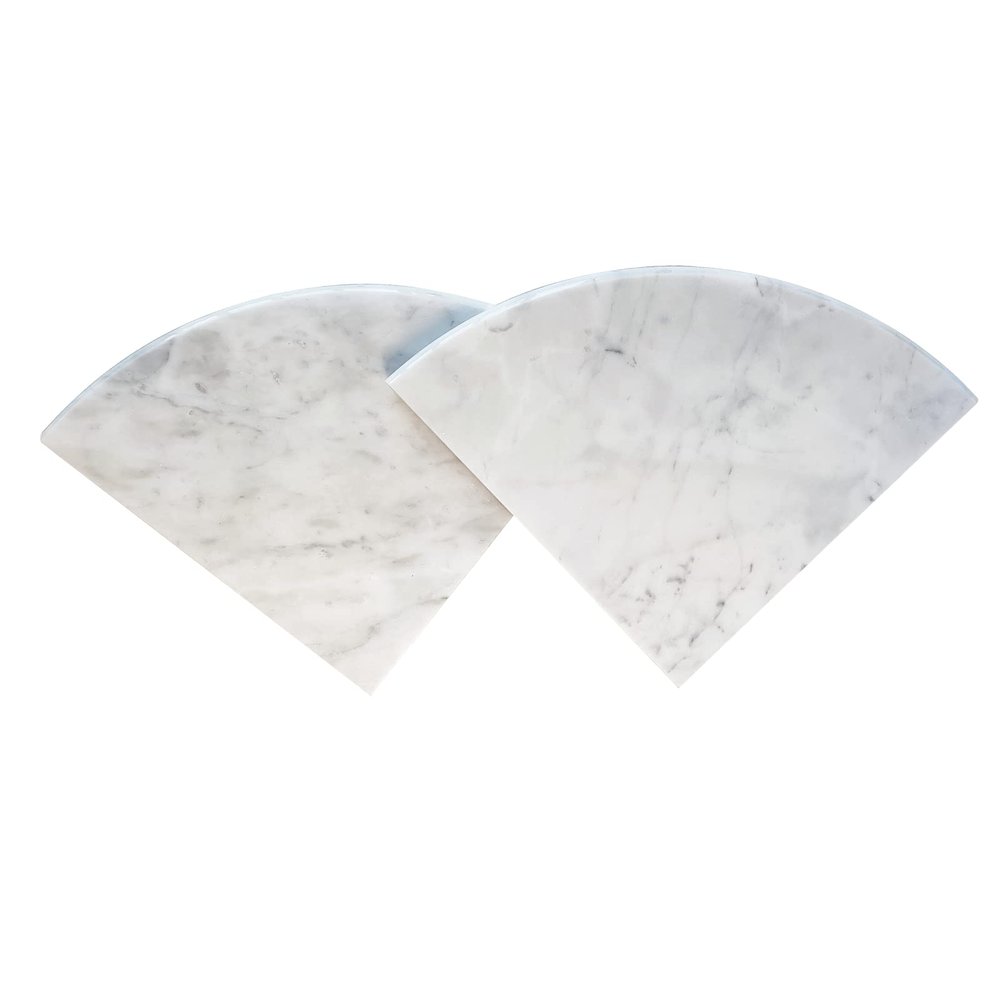 GEOONA 2 pcs Marble Shower Corner Shelf for Bathroom, 9 Inch Gray Veins and Soft White Marble Corner Shelves for Bath Wall Mounted Both Side Polished