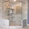 GEOONA 2 pcs Marble Shower Corner Shelf for Bathroom, 9 Inch Gray Veins and Soft White Marble Corner Shelves for Bath Wall Mounted Both Side Polished view 2