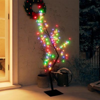 FAMIROSA 47.2" 128 LEDs Cherry Blossom Christmas Tree Colorful Light, Decorate Home Garden, Spring, Summer, Wedding, Birthday, Christmas Holiday, Party, for Indoor and Outdoor Use