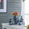 AAGAZA Chinese Decorative Ceramic Ginger Jar Traditional Blue and White Porcelain, Ancient Floral Pattern Ceramic Jar with Lid, Decorative Tabletop Accessories Chinoiserie Dcor, Set of 2/6761 view 1