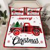 Manfei Xmas Truck Sheet Set Twin Size, Christmas Tree Snowflake Bedding Set for Kid Girls, New Year Theme Red Plaid Print Bed Sheet Set 3pcs with Deep Pocket Fitted Sheet + Flat Sheet + 1 Pillowcase view 2