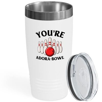 Bowling White Viking Tumbler 20oz - You're Adora-Bowl - Funny Bowler Club Indoor Strike Pin Ball Split Hobbies Playing Rolls Rules Competition
