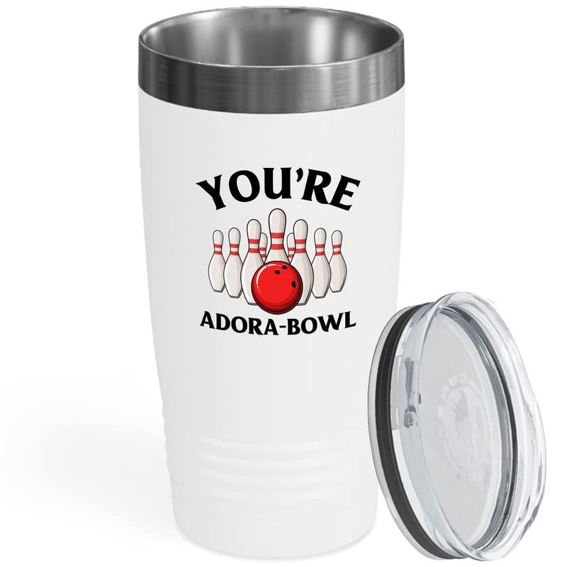 Bowling White Viking Tumbler 20oz - You're Adora-Bowl - Funny Bowler Club Indoor Strike Pin Ball Split Hobbies Playing Rolls Rules Competition