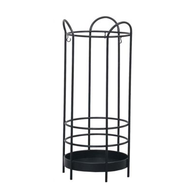 ZARBAILRE Round Umbrella Stand 1124inch, Space Saving Umbrella Holder with Hooks and Drip Tray, Metal Umbrella Rack for Office/Hotel/Mall/Business/Commercial