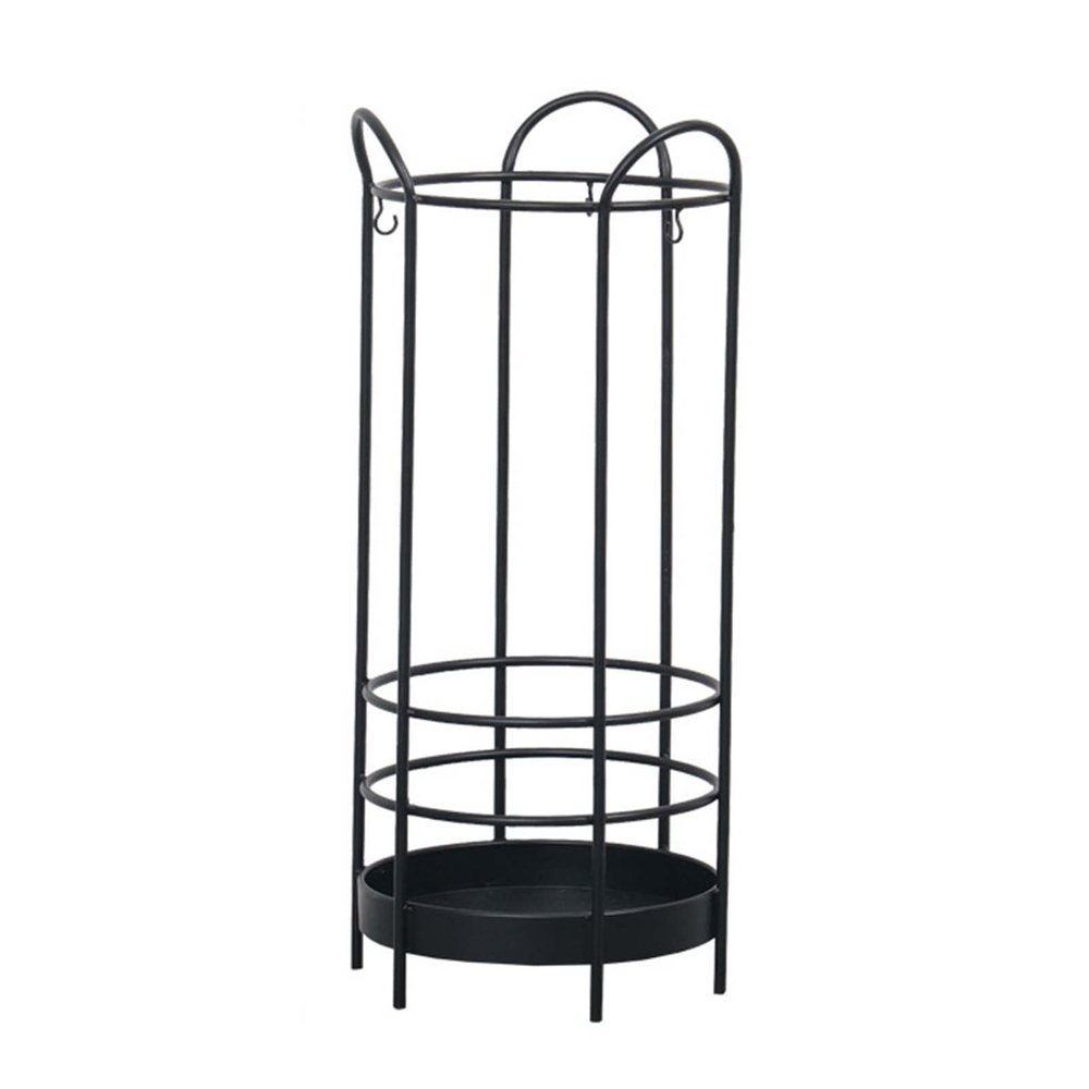 ZARBAILRE Round Umbrella Stand 1124inch, Space Saving Umbrella Holder with Hooks and Drip Tray, Metal Umbrella Rack for Office/Hotel/Mall/Business/Commercial