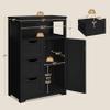 Yaheetech Bathroom Floor Cabinet, Free Standing Wooden Storage Cabinet Multiple Tiers Storage Organizer for Bathroom/Living Room/Entryway, Black view 3