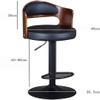 ABGRC American Retro Bar Chair, Rise and Fall Solid Wood Bar Stool, Rotating High Stool, Ergonomic Barstool with Adjustable Air Lever view 3