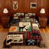 Manfei Rustic Comforter Set Twin Size, Wildlife Deer Bear Trees Print Quilt Set with 1 Pillowcase, Farmhouse Style Camping Bedding Set 2pcs for Kids Boys Teens Bedroom Decor view 1