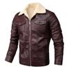 Maiyifu-GJ Men Sherpa Lined Faux Leather Jacket Winter Fleece Lapel Motorcycle Coat Vintage Fur Collar Jacket Leather Jacket (Brown,3X-Large) view 1