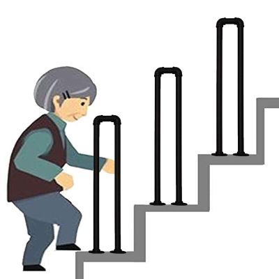 Pealihuy Transitional Handrail for Outdoor Step for Decking Garden Terrace Balcony, Wrought Iron Stair Handrail Fits Stair Safety Railing, Matt Black,100cm