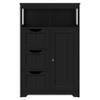 Topeakmart Bathroom Storage Floor Cabinet with 1 Door & 3 Drawers, Wooden Entryway Storage Organizer, Black view 1